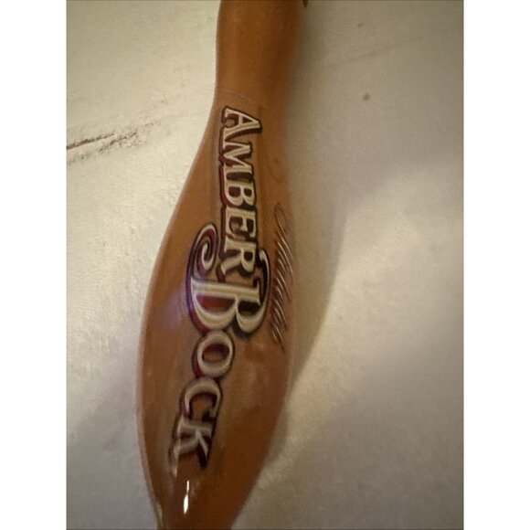 Michelob Amber Bock Beer Wooden Tap Handle with Brass Accents 11 1/2" High - Picture 11 of 16